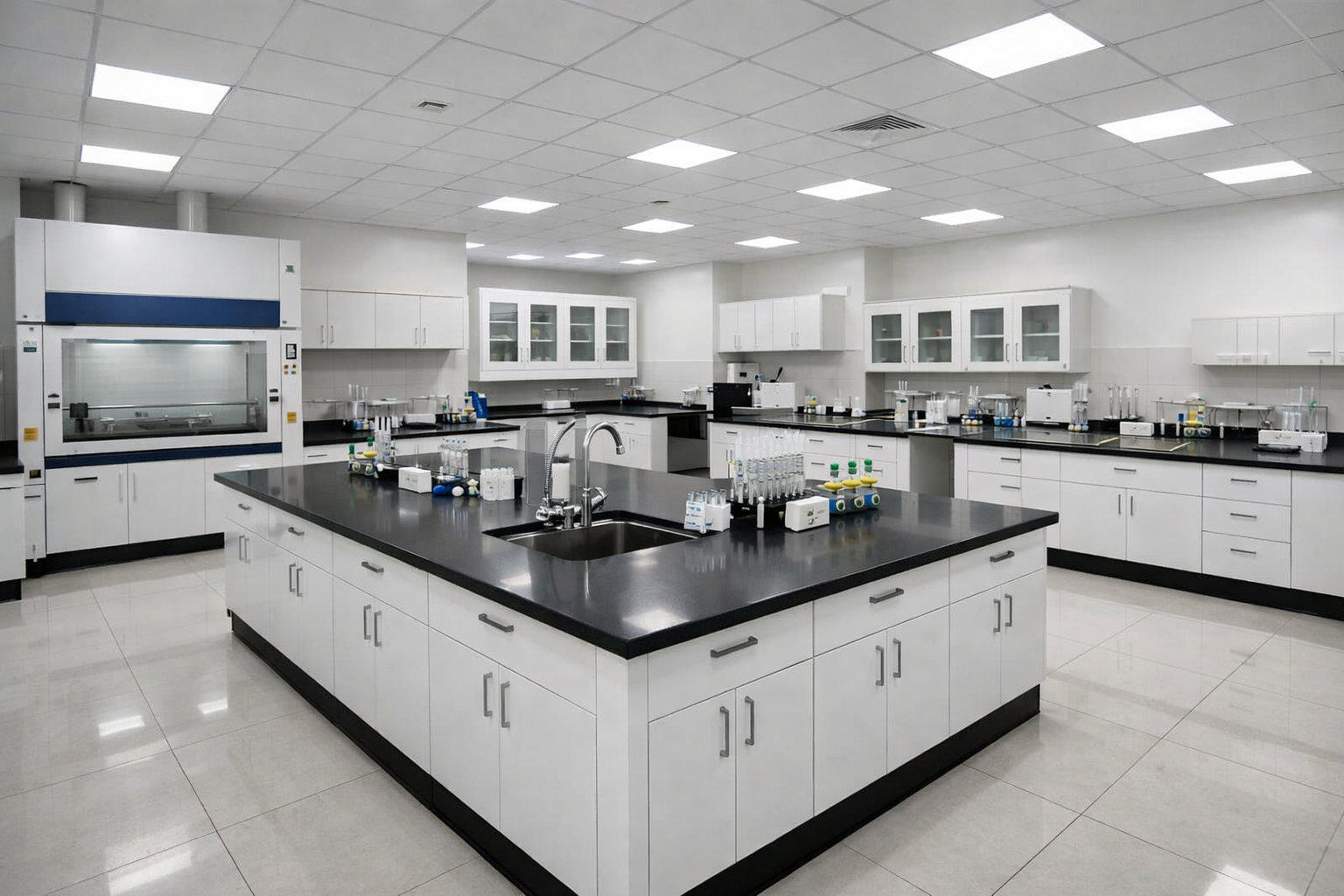 GMP compliant pharmaceutical laboratory interior
