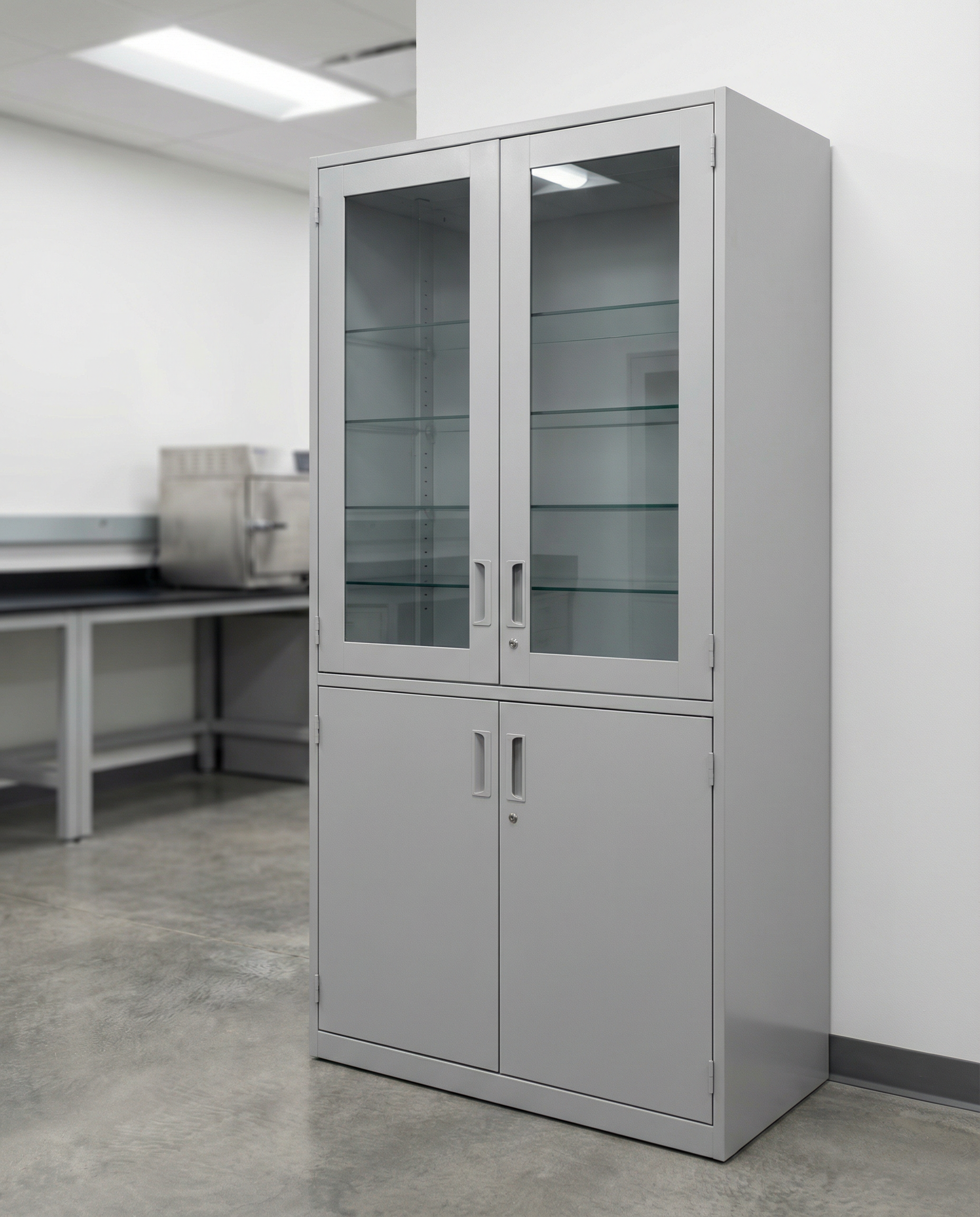 Full Height Glass Door Storage Cabinet